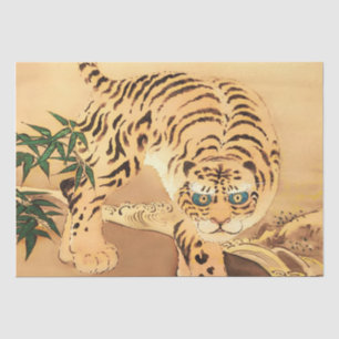 Papel De Seda Tigre Minhwa Vintage junto a um riacho