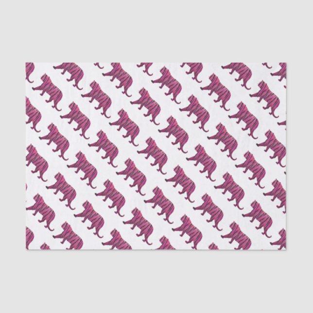 Papel De Seda Tigre preto e rosa quente Silhouette (Frente )