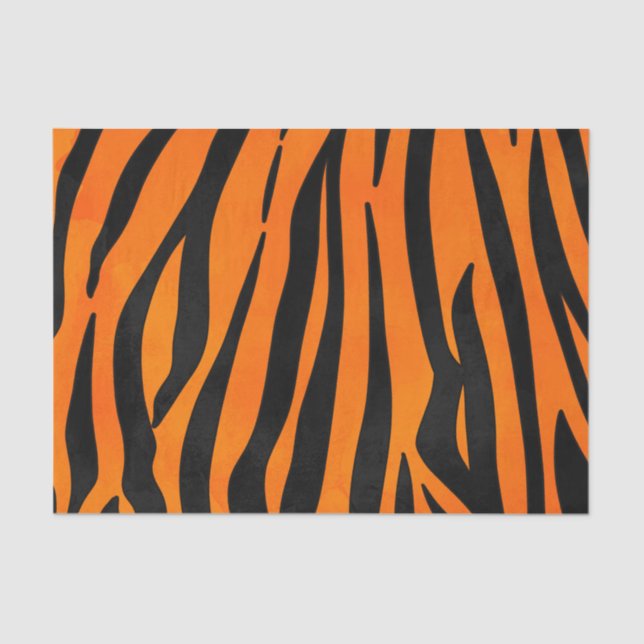 Papel De Seda Tigre Preto Laranja Selvagem Espalha Impressão Ani (Frente )