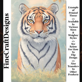 Papel De Seda Tigre Real Poderoso, Olhar Intenso CB3 Decoupage