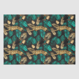 Papel De Seda Tigres Tropicais & Folhas | Padrão Ousado de Selva