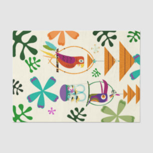 Papel De Seda Tiki Birds Modern Vintage Retro Tropical