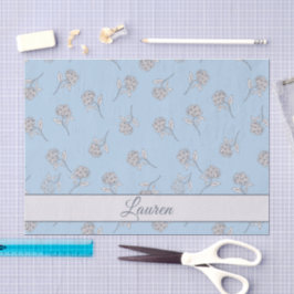 Papel De Seda Timeless Botanical Bloom Soft Blue Monogram