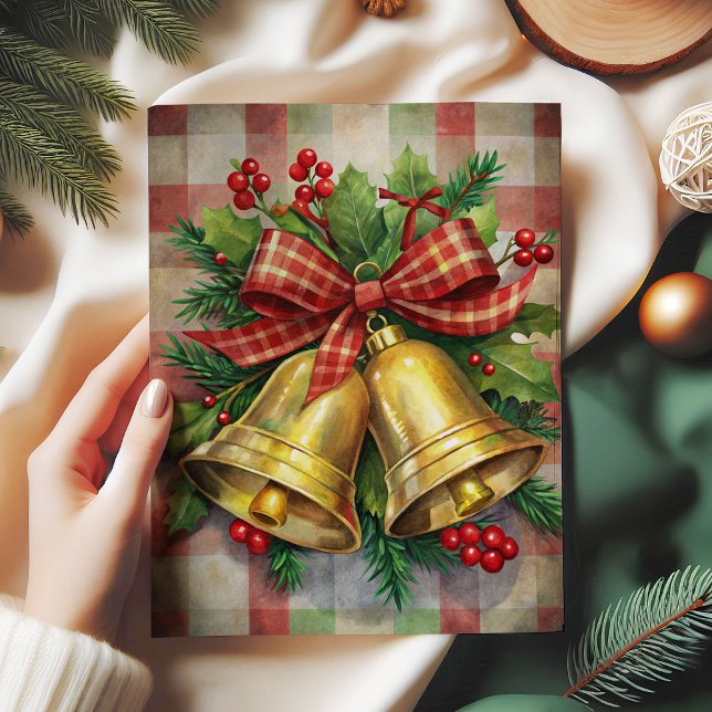 Papel De Seda Timeless Christmas bells rice paper holly wreath  (Timeless Christmas bells rice paper holly wreath joy

)