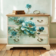 Tinta a Óleo Azul Cerúleo Decoupage Galho de Rosa