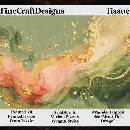 Papel De Seda Tinta Alcoólica Coral & Sage + Decoupage Dourado E