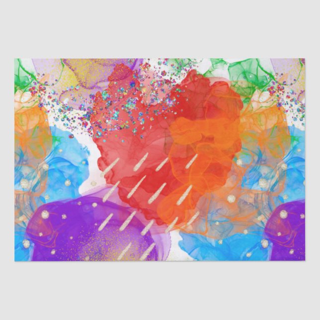 Papel De Seda Tinta Alcoólica Elegante Arco-íris Orgulho Aquarel (Frente )
