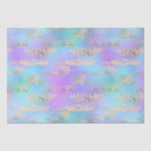 Papel De Seda Tinta Dourada Rosa e Iridescente Roxa e Azul