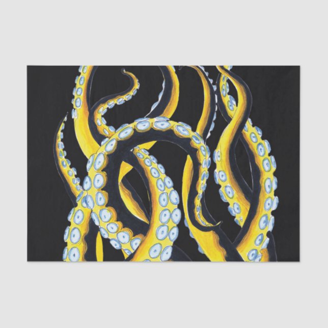 Papel De Seda Tinta Escura de Tentáculos (Frente )