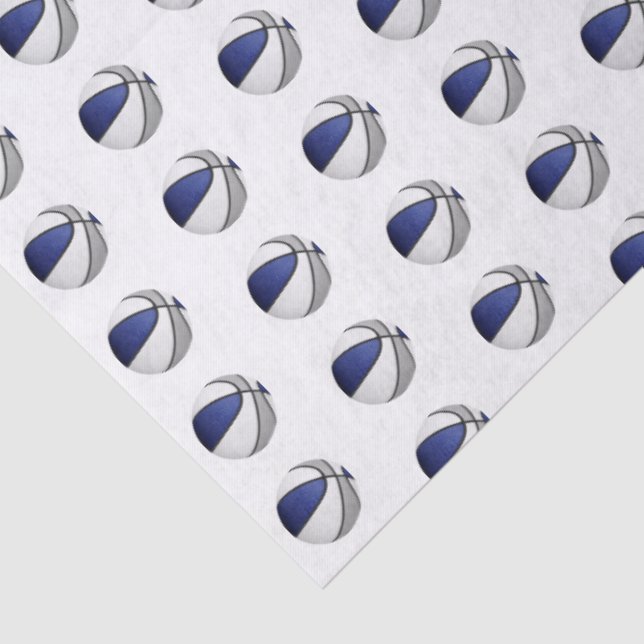 Papel De Seda tiny blue gray basketballs pattern (Detalhes)