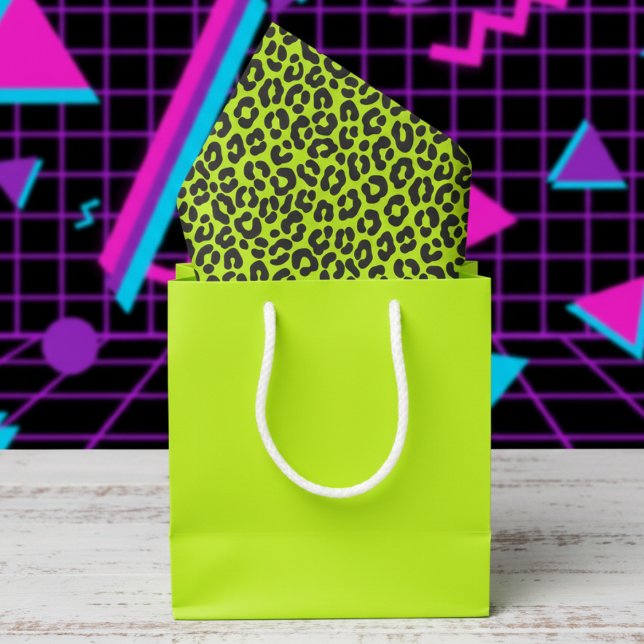 Papel De Seda Tiny Fluorescent Lime Green Leopard Print (Trendy 80's Glam Fluorescent Lime Green Tissue Paper for Girly Birthday for Her. Cute Spotted Print)
