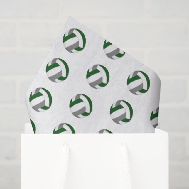 Papel De Seda tiny green gray volleyballs pattern (Sacola de presentes)