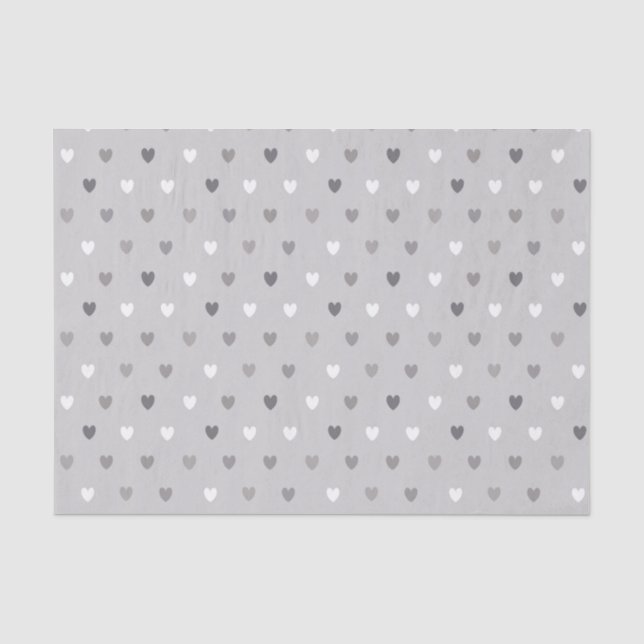 Papel De Seda Tiny polka coração em tons de cinza (Frente )