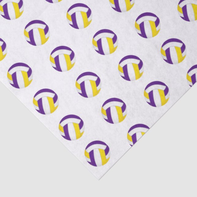 Papel De Seda tiny purple gold volleyballs pattern (Detalhes)