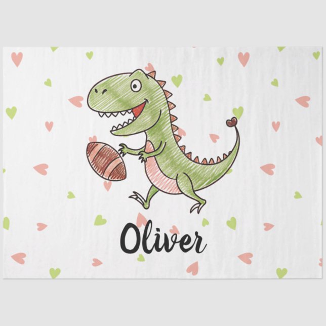 Papel De Seda Tiny Trex Jogando Futebol Personalizado (Frente )
