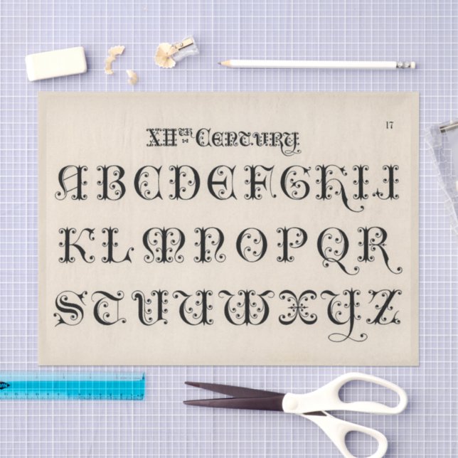 Papel De Seda Tipografia Antiga do Século XII (Arte )