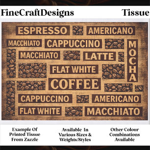 Papel De Seda Tipografia de Café em Sacaria Rústica Decoupage FC