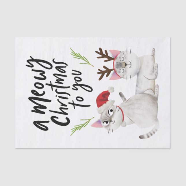 Papel De Seda Tipografia de Gatinhos Gatinhos Felizes de Natal (Frente )