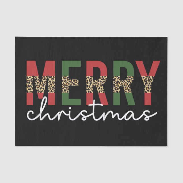 Papel De Seda Tipografia de Impressão Leopardo de Natal Moderno (Frente )