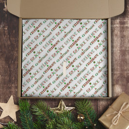 Papel De Seda Tipografia de Natal Vermelho Festivo