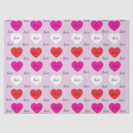 Papel De Seda Tipografia e Padrão de Corações do Amor Elegante