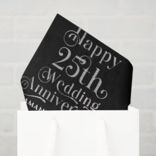 Papel De Seda Tipografia Feliz Aniversário de Casamento de 25 An