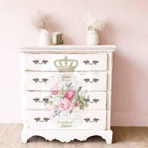 Papel De Seda Tipografia Francesa com Decoupage Dourada da Coroa