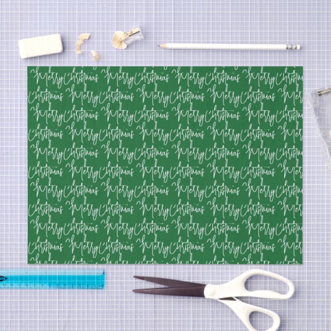 Papel De Seda Tipografia Verde Feliz Natal (Arte )