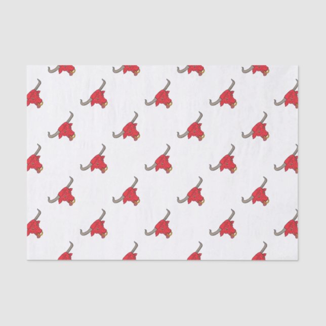 Papel De Seda Tiragem de Texas Longhorn Red Bull (Frente )