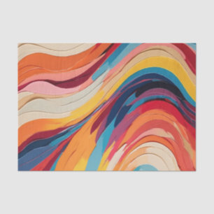 Papel De Seda Tiras de onda do arco-íris abstrato Vibrantes