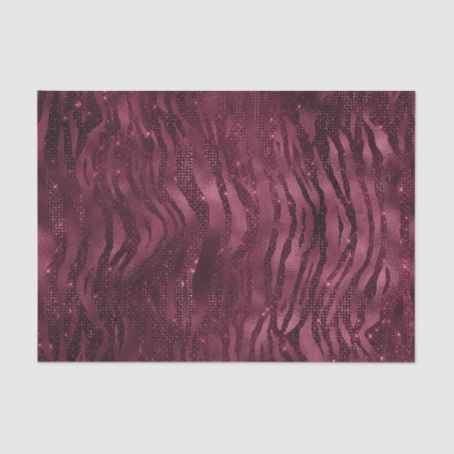 Papel De Seda Tiras de Tigre de Grelha de Burgundy (Frente )