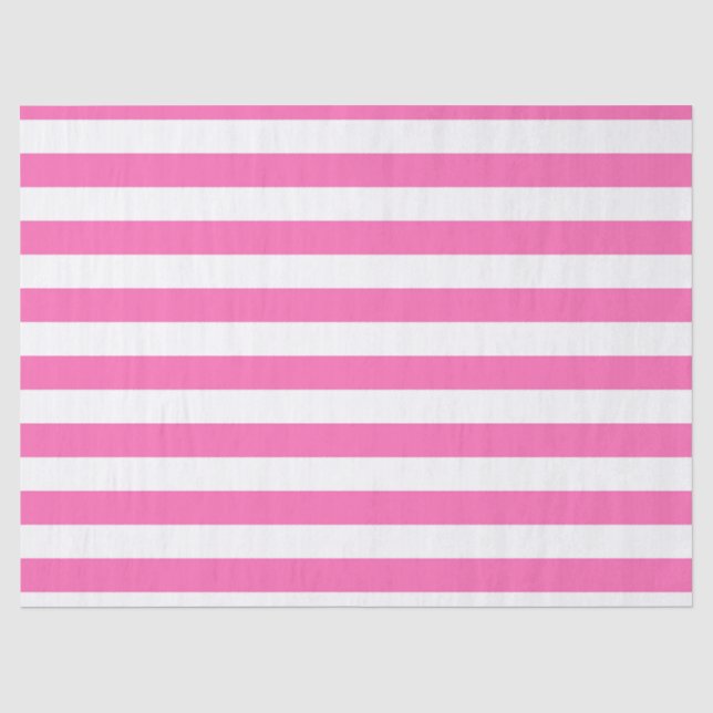 Papel De Seda Tiras rosa-quente e brancas (Frente )