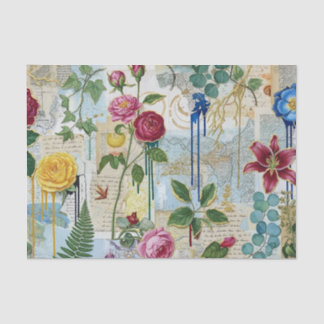 Papel De Seda Tissue de Colagem Botânico-Artístico