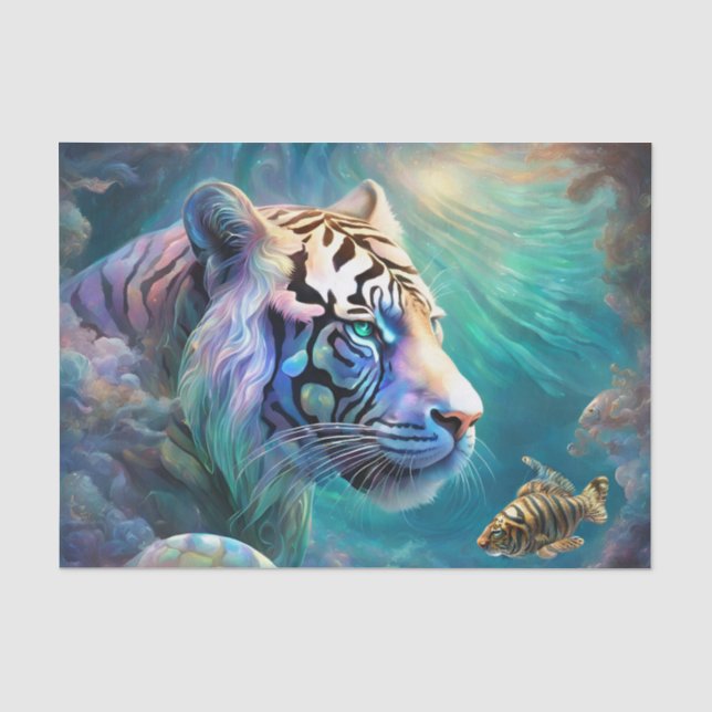 Papel De Seda Tissue de Decoupage de Peixe Tigre (Frente )