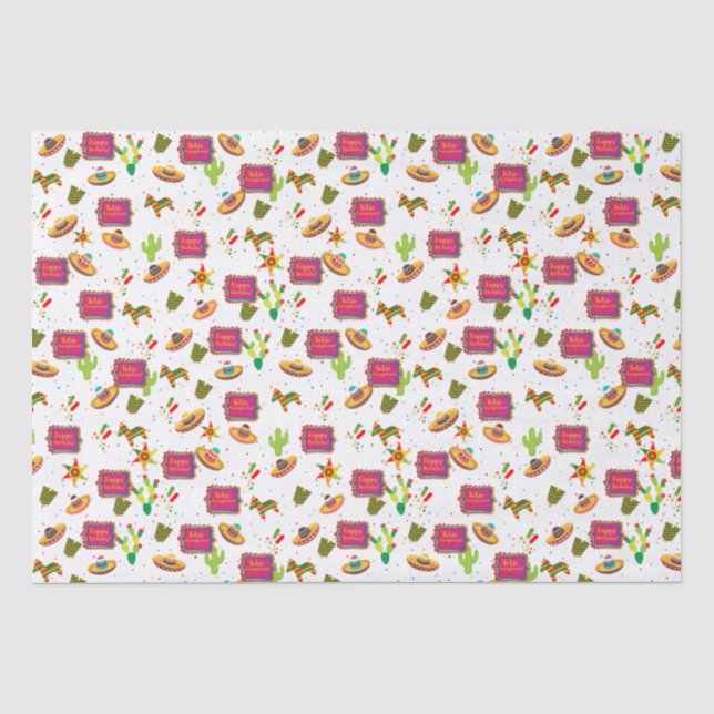 Papel De Seda Tissue Happy Birthday Fiesta paper (Frente )