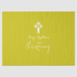 Papel De Seda Tissue Paper Floral Cross Christening Yellow