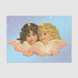 PAPEL DE SEDA TISSUE PAPER VINTAGE TWIN ANGEL ESTARRA EM AZUL