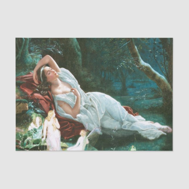 Papel De Seda Titania Dormindo Na Arte Fada À Lua (Frente )