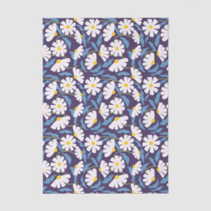Papel De Seda Título Floral Retro Groovy Azul Marinho Embalagem 