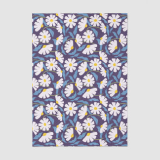 Papel De Seda Título Floral Retro Groovy Azul Marinho Embalagem