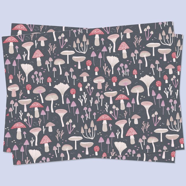 Papel De Seda Toadstool Fungi (Mushroom, toadstool and fungi woodland pattern tissue paper)