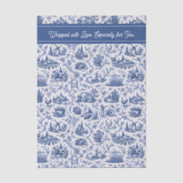 Papel De Seda Toalete Azul Francês Campo Rosa Ramo Citação