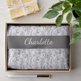 Papel De Seda Toalete Floral Preto Branco Nome Personalizado