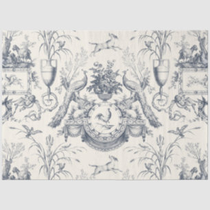 Papel De Seda Toalete Francês Vintage Pavão e Azul Fazenda Count