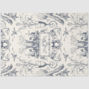 Papel De Seda Toalete Francês Vintage Pavão e Fazenda Country Az