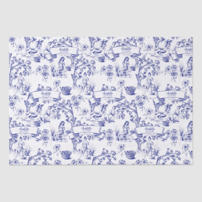 Papel De Seda Toalha Azul e Branco (Frente )