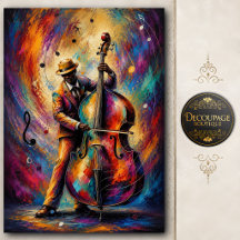 Toca Baixo de Jazz Colorido Decoupage