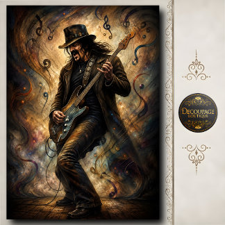 Papel De Seda Toca Baixo de Rock Vintage Arte Musical