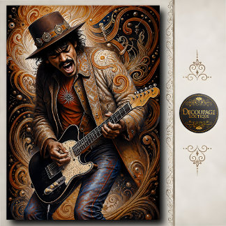 Papel De Seda Toca guitarra de blues rock vintage arte musical