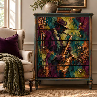 Papel De Seda Toca Saxofone Jazz Decoupage Roxo Azul